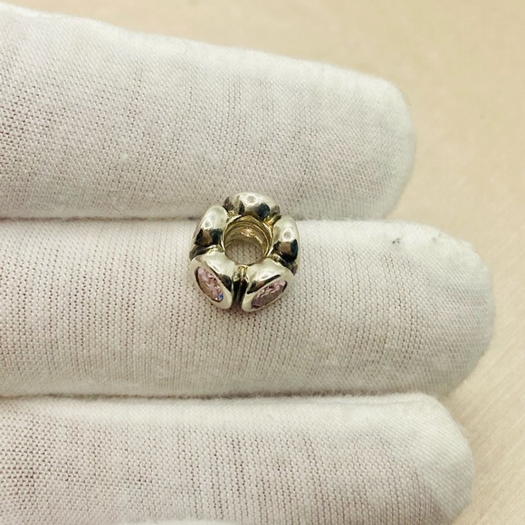 EUC Pandora 790311PCZ Sterling Silver w/ Pink Zirconia Oval Lights Charm - Picture 7 of 9